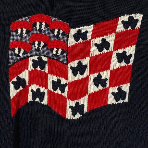 Cardigan Sweater Patriotic Red White & Blue 4th July Vintage Eagle's Eye Size XL - Picture 11 of 12